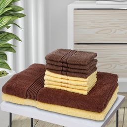 BIANCA Set Of 10 Solid Pure Cotton 380 GSM Towel Set-11