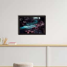 eCraftIndia Blue & Pink Waterfall View Satin Matte Texture UV Wall Painting-image-86