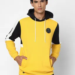 SPYKAR Men Yellow Colourblocked Hooded Sweatshirt-picture-15