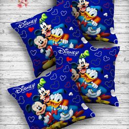 Kuber Industries Set Of 4 Blue Disney Printed Reversible Cushions-17