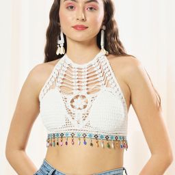 BAESD Self Design Halter Neck Bralette Crop Top-image-37