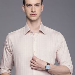 Raymond Self-Checked Slim Fit Pure Cotton Formal Shirt-image-12