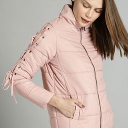 Roadster Women Peach-Coloured Solid Padded Jacket-22