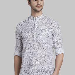 Parx Men Grey & Blue Slim Fit Printed Casual Shirt-image-9