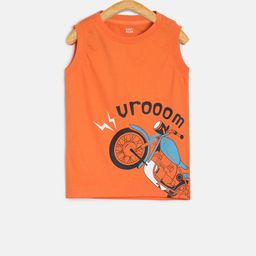 MINI KLUB Girls Orange Printed Round Neck T-shirt-image-10