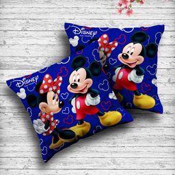 Kuber Industries Set Of 2 Disney Printed Reversible Cushions With Filler-51