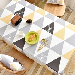 MODERN HOMES White & Grey Geometric Printed 4-Seater Table Cover-9
