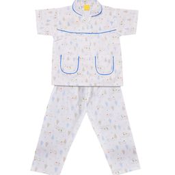 Wish Karo Girls Off-White & Blue Printed Night suit-image-13