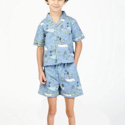 Budding Bees Boys Blue Printed Night suit BB6456A-image-16