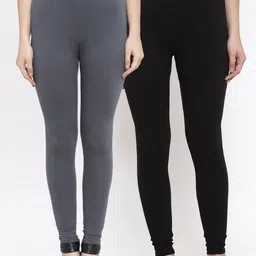 TAG 7 Women Pack Of 2 Solid Churidar-Length Leggings-image-23