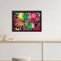 eCraftIndia Multicoloured Motivational Quote & Leafs Satin Matte Texture UV Wall Painting-image-70