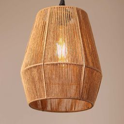HABERE INDIA Beige Wooden Textured Ceiling Lamp-53