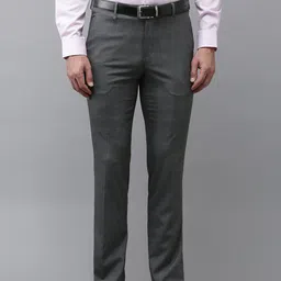 Van Heusen Men Checked Slim Fit Formal Trousers-image-16