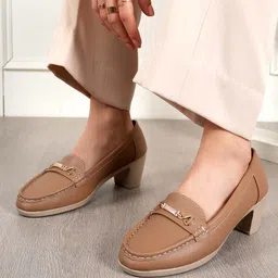 DressBerry Women Round Toe Embellished Block Mules-32