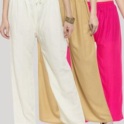 Clora Creation Women Multicoloured Pack of 3 Knitted Ethnic Palazzos-image-26