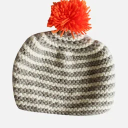 Woonie Kids Grey & White Handmade Woolen Beanie-picture-6