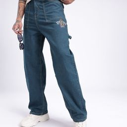 glitchez Men Loose Cropped Printed Stretchable Jeans-image-80