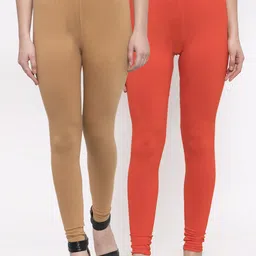 TAG 7 Women Pack Of 2 Solid Churidar-Length Leggings-image-27