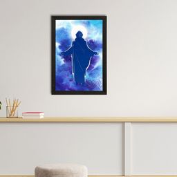 eCraftIndia Blue & White Jesus Christ Satin Matte Texture UV Wall Painting-image-96
