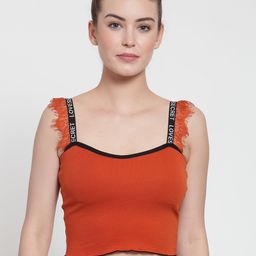 PrettyCat Orange Solid Non-Wired Lightly Padded Bralette Bra PC-SB-5152-image-50