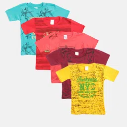 MANZON Kids Pack of 5 Pure Cotton Printed Pure Cotton T-shirts-image-11