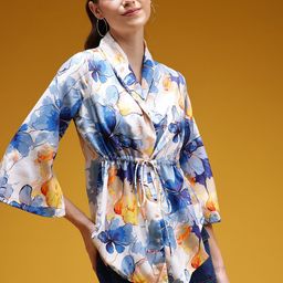 HERE&NOW Floral Print Cinched Waist Shirt Style Top-picture-54