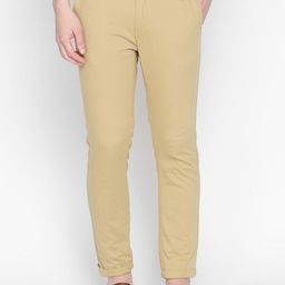 Basics Men Khaki Tapered Fit Solid Regular Trousers-image-99