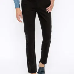 Basics Men Black Tapered Fit Solid Formal Trousers-image-78