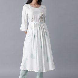 W Women Blue Dyed A-Line Dress-image-32