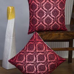 Alina decor Maroon & Pink Set of 2 Ethnic Motifs Square Cushion Covers-36