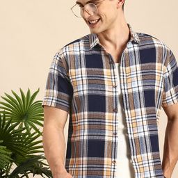 Mast & Harbour Men Checked Pure Cotton Casual Shirt-image-100