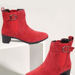 FAUSTO Women Buckled Block Heeled Chelsea Boots-picture-54