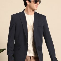Mast & Harbour Single-Breasted Self Design Smart Casual Blazer-picture-32