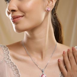 Rubans Rhodium-Plated CZ Studded  Jewellery Set-29