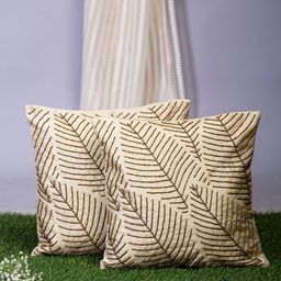 Alina decor Beige Set of 2 Embellished Square Cushion Covers-42