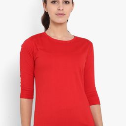 appulse Women Red Solid Round Neck T-shirt-image-74