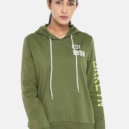 Ajile by Pantaloons Women Olive Green Solid Hooded Sweatshirt-image-72
