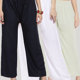 Clora Creation Women Pack Of 3 Knitted Palazzos-image-30