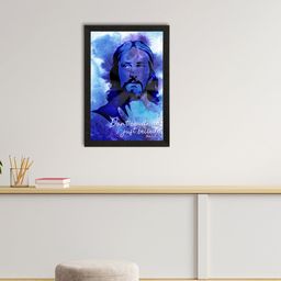 eCraftIndia Blue & White Jesus Christ Satin Matte Texture UV Wall Painting-image-97
