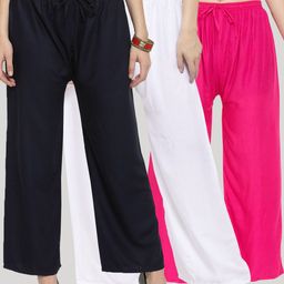 Clora Creation Women Pack of 3 Knitted Palazzos-image-24