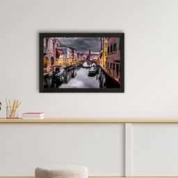 eCraftIndia Grey & Brown Canal City View Satin Matte Texture UV Wall Painting-image-49