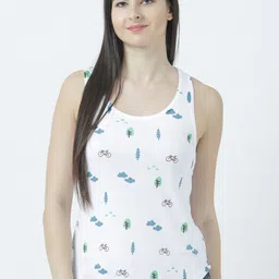 Huetrap Women White Printed Tank Pure Cotton Top-image-87