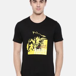 Bushirt Men Black  Yellow Printed Round Neck Pure Cotton T-shirt-image-66