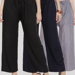 Clora Creation Women Pack of 3 Knitted Ethnic Palazzos-image-40