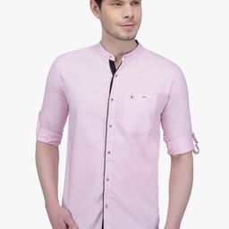 Kuons Avenue Men Pink Slim Fit Solid Casual Shirt-image-66