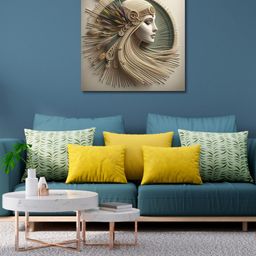 OLIVE TREE Beige & Green Textured Canvas Wall Art-image-31