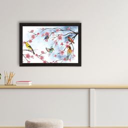 eCraftIndia White & Pink Floral & Birds Satin Matte Texture UV Wall Painting-image-47