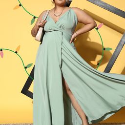 Berrylush Curve Green Crepe Maxi Dress-picture-42