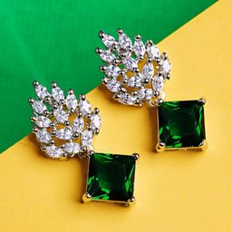 Zoey Silver Plated Cubic Zirconia Drop Earrings-9
