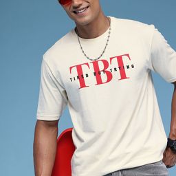 HERE&NOW Pure Cotton Typography Printed T-shirt-picture-44